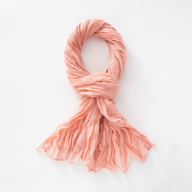 Women's Natural Wrinkle Pure Linen Scarf Shawl