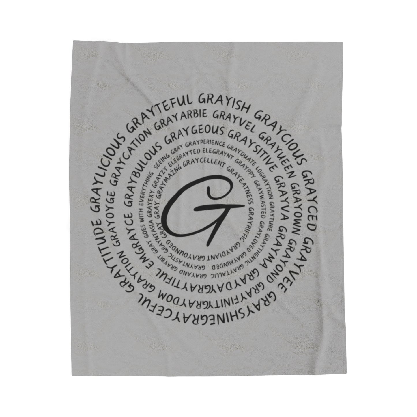 Velveteen Plush Blanket Grayceful signature