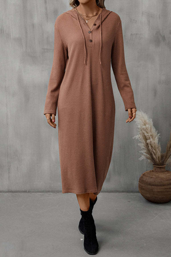 Women's Long Loose Casual Lace Up Hooded Dress