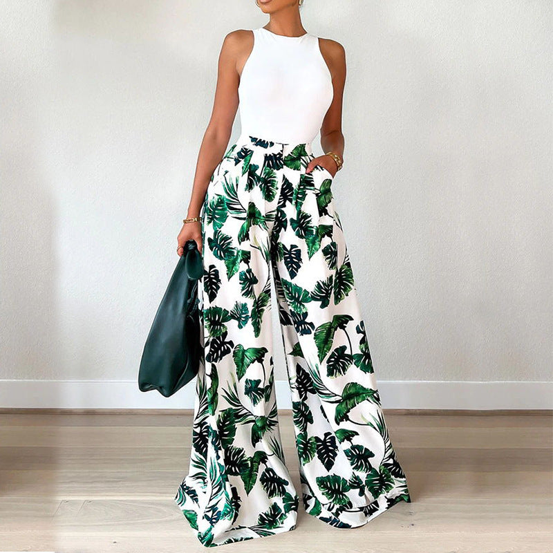 Casual Loose Long Sleeve Printed Trousers Suit