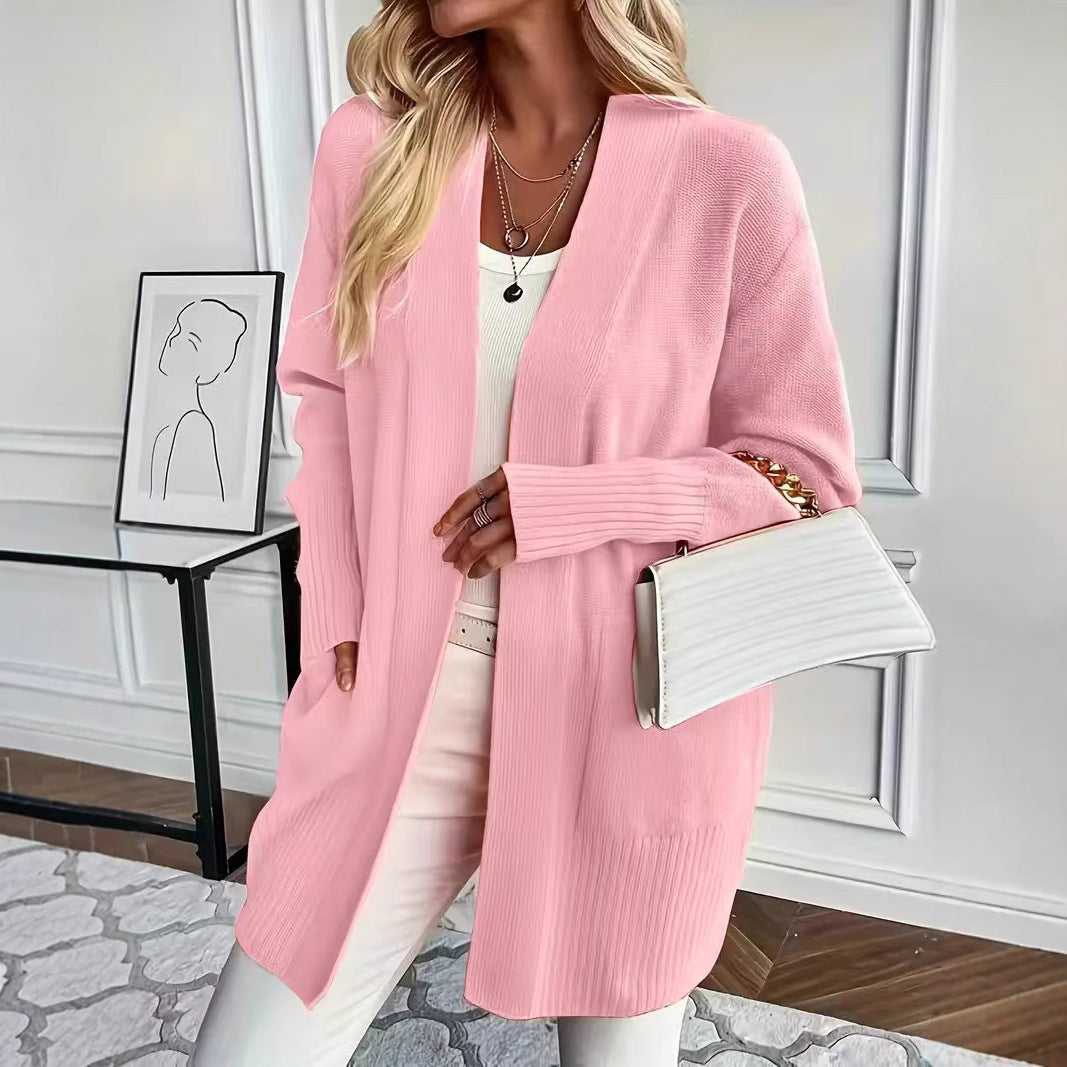 Women's Solid Color Knit Casual Simple Cardigan