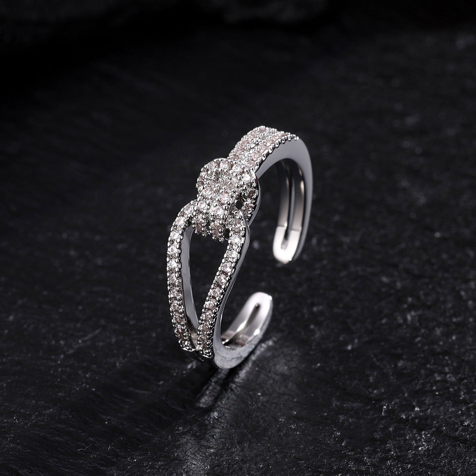 Zircon Opening Bracelet Female Two-piece Set