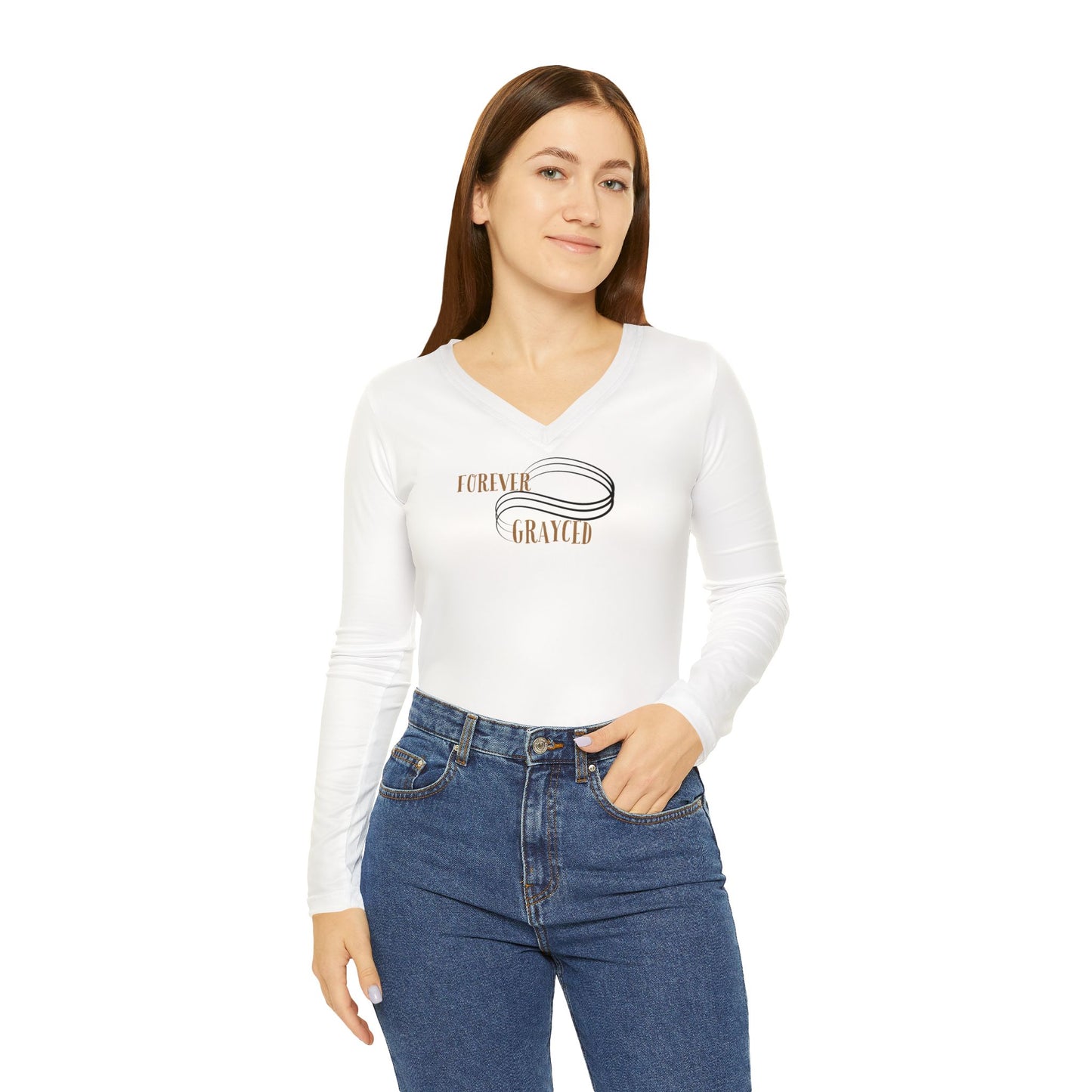 Forever Grayced Women's Long Sleeve V-Neck Shirt - Inspirational Casual Wear