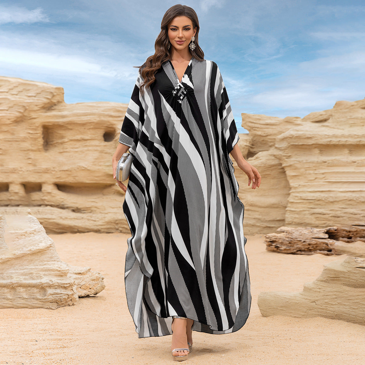 Fashion Personalized Cotton Printed Beach Dress Women