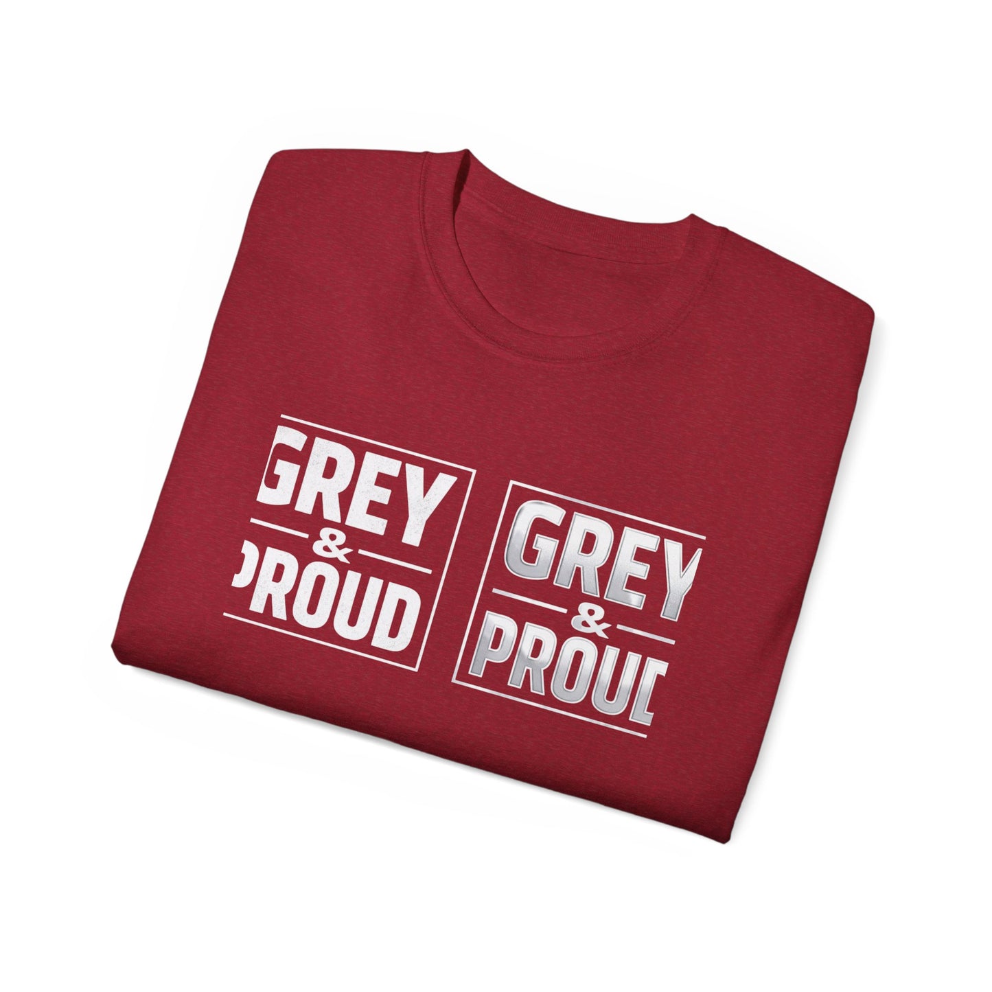 Grey & Proud T-Shirt — Retro Block Letter Pride Tee