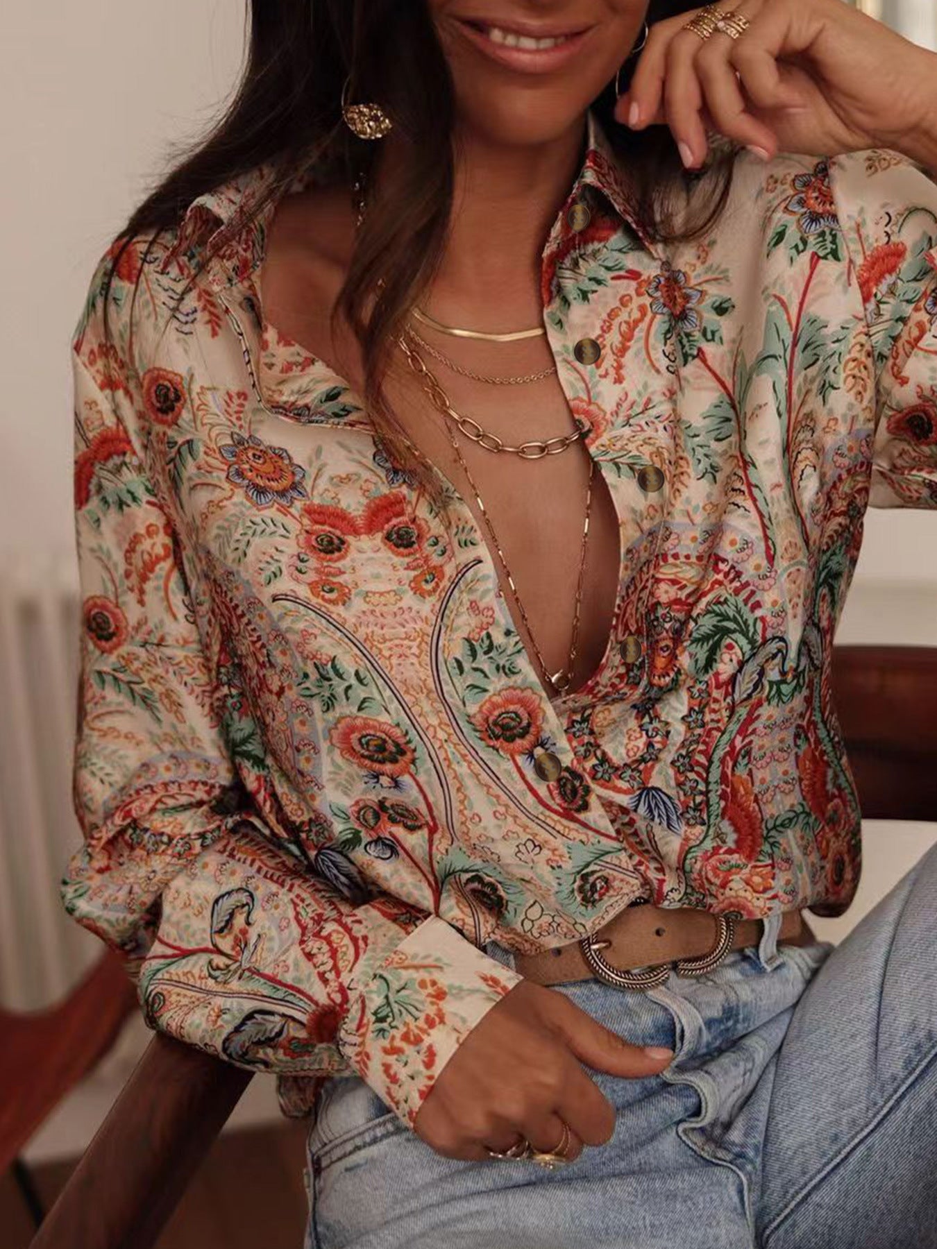 Printed Leisure Holiday Women's Shirt