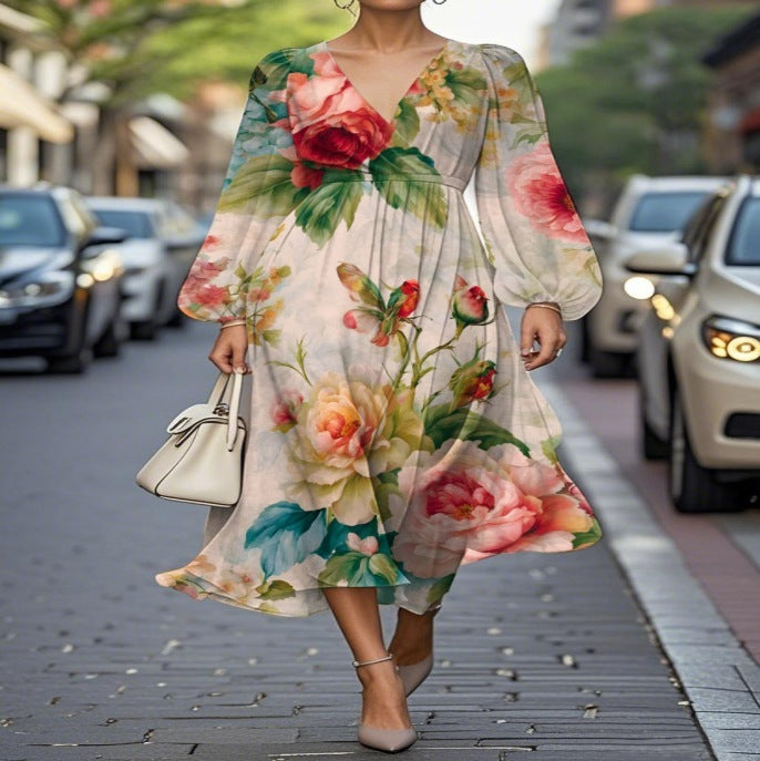 Printed Casual Retro Sexy Dress