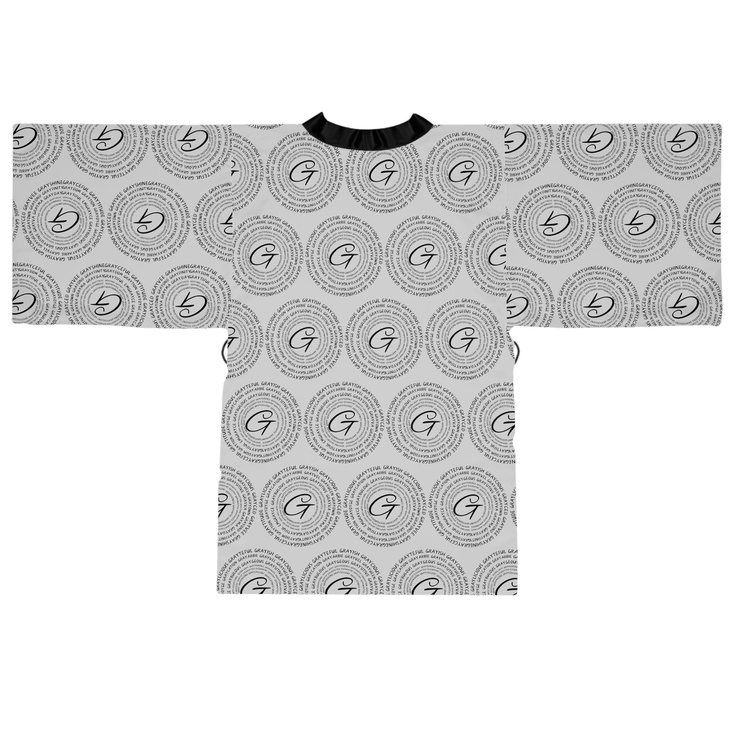 Long Sleeve Kimono Robe (AOP) circle Signature grayceful