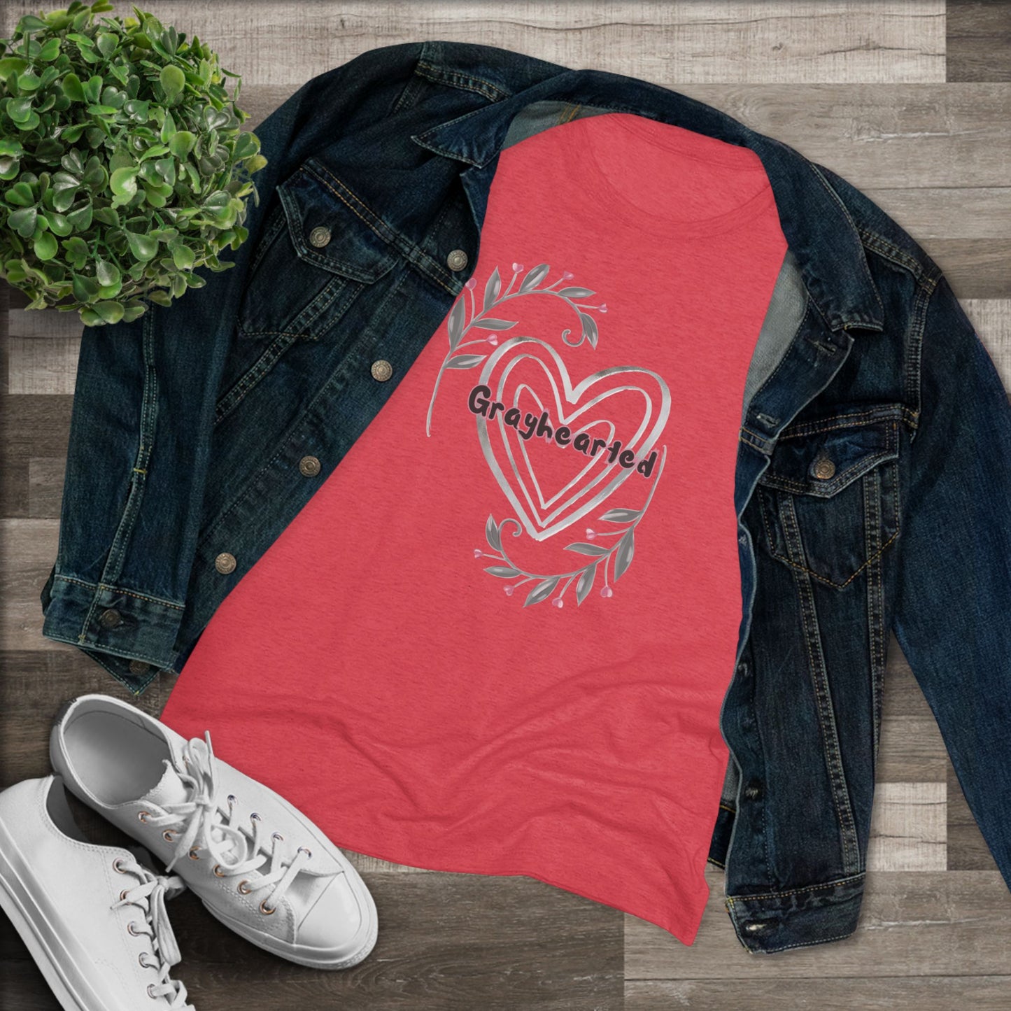 Grayhearted Women's Triblend Tee - Floral Heart Design