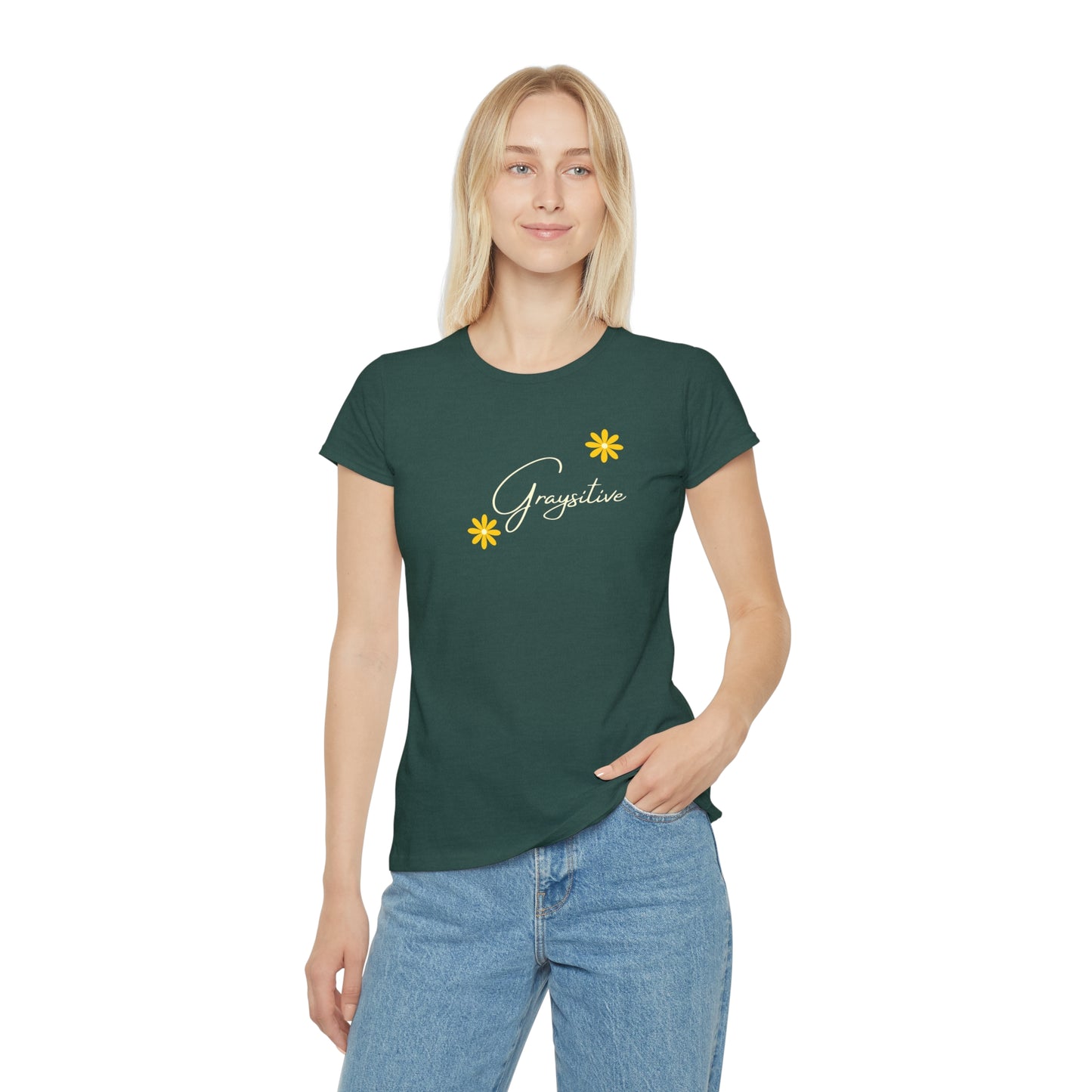 Women's Iconic T-Shirt graysitive with flowers