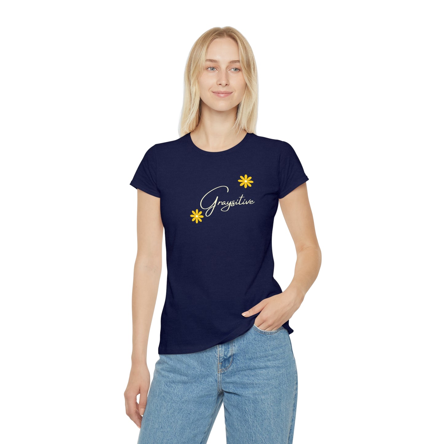 Women's Iconic T-Shirt graysitive with flowers