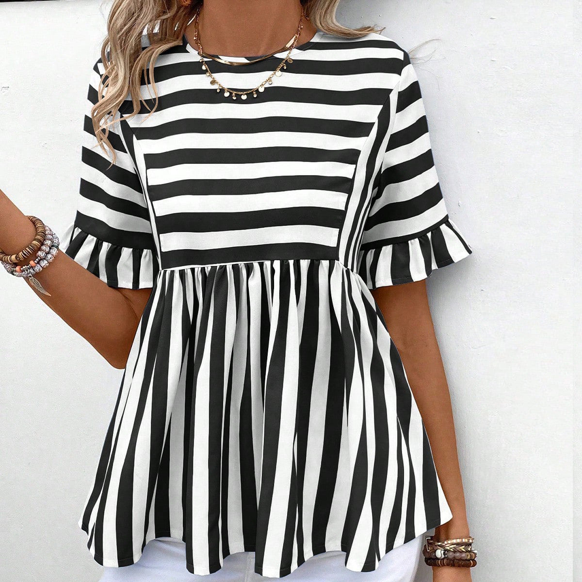 Ruffled Sleeves Summer Women's Top Shirt