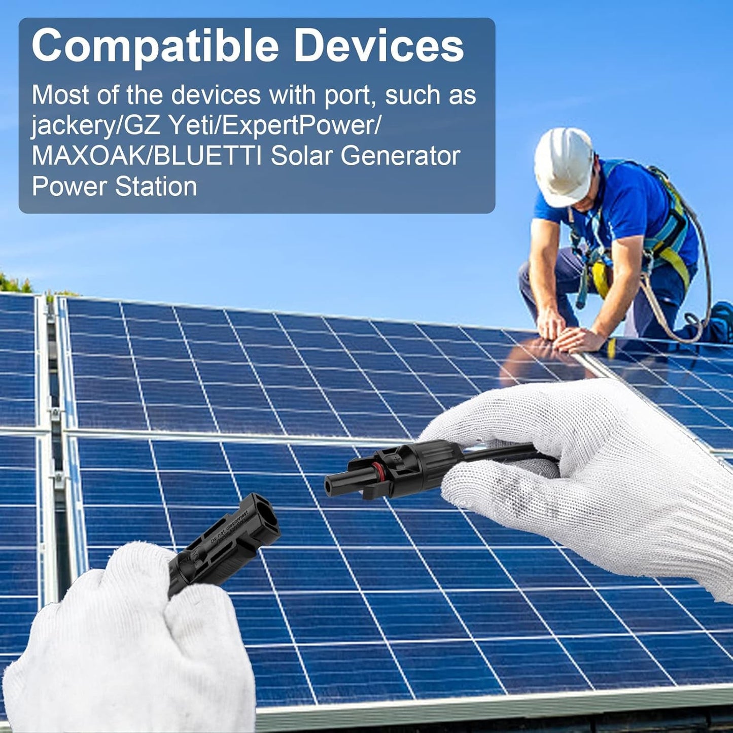 Geosiry 10AWG Solar Extension Cable – 30ft (1 Red + 1 Black)