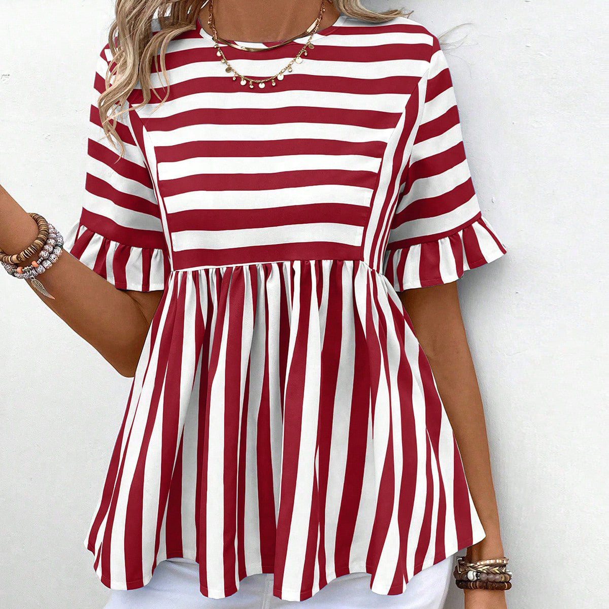 Ruffled Sleeves Summer Women's Top Shirt