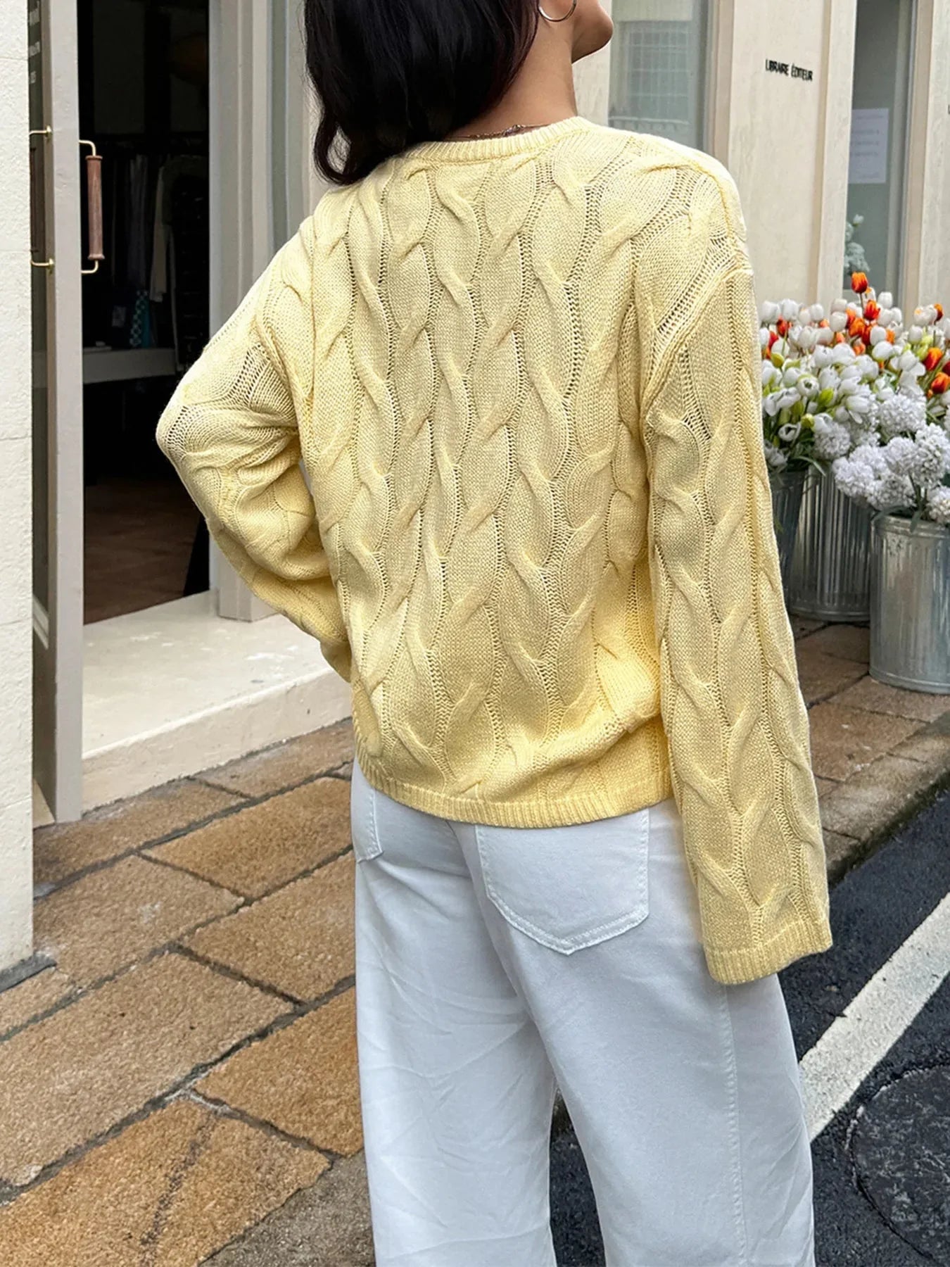 Long Sleeve Cable Knit Sweater