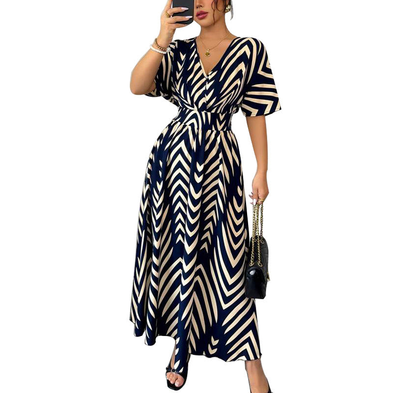 Twill Dress Short Sleeve Waist-controlled