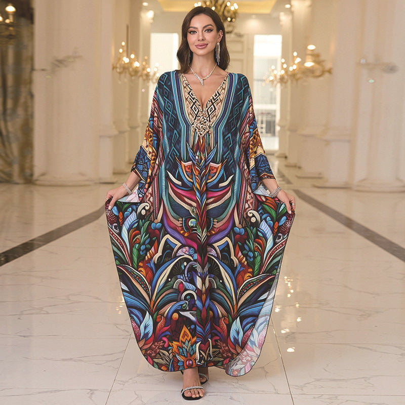 Fashion Personalized Cotton Printed Beach Dress Women