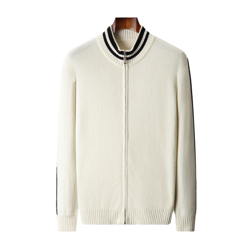 Men's Half-high Collar Knitted Slim-fitting All-matching Striped Sweater