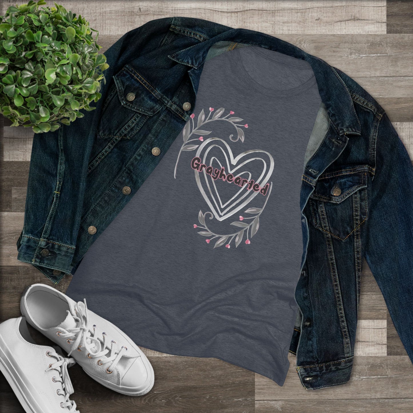 Grayhearted Women's Triblend Tee - Floral Heart Design