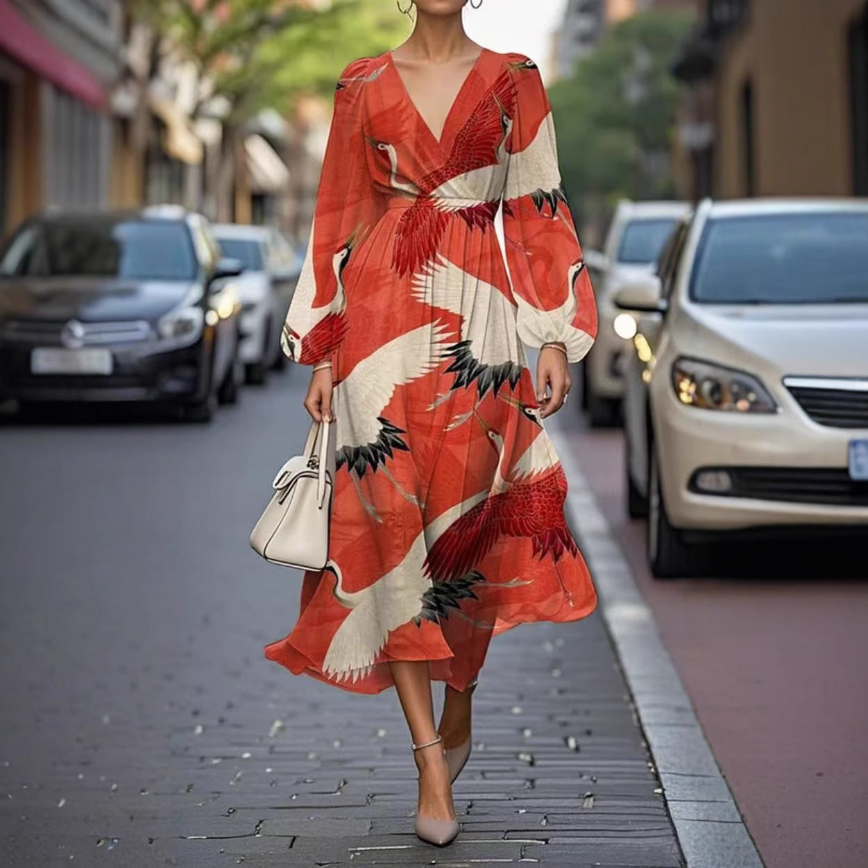 Printed Casual Retro Sexy Dress