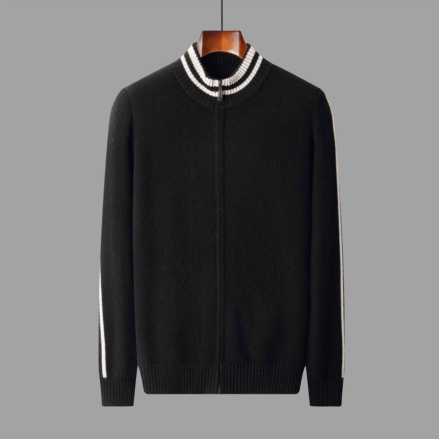 Men's Half-high Collar Knitted Slim-fitting All-matching Striped Sweater