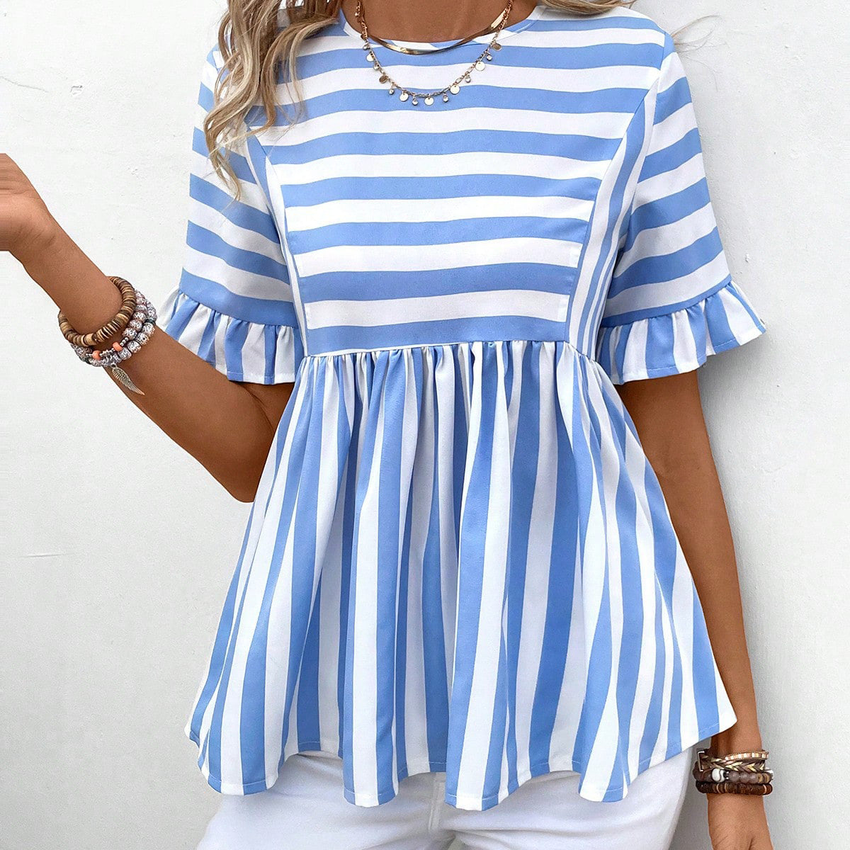 Ruffled Sleeves Summer Women's Top Shirt