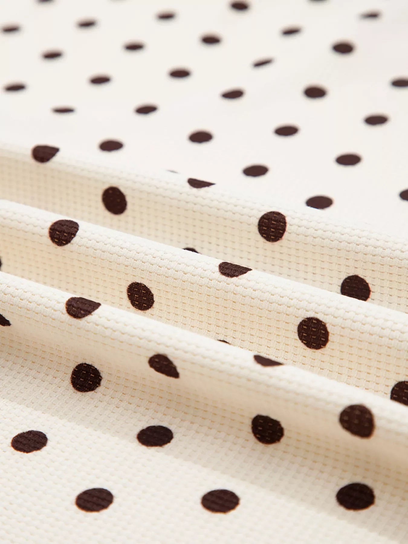 Polka Dot Notched Long Sleeve Top and Drawstring Loungewear Set