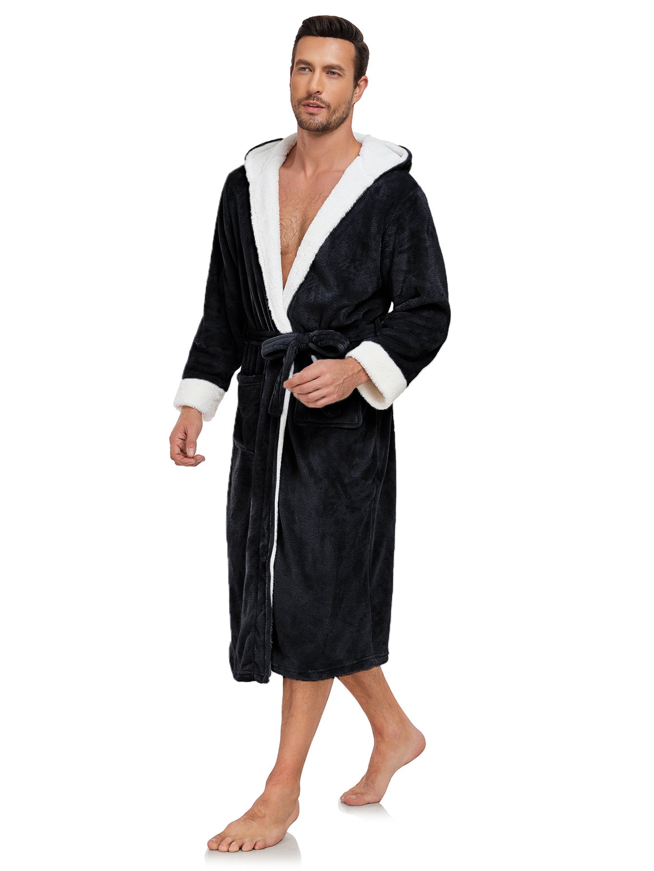RONGTAI Ladies Long Fleece Bathrobe