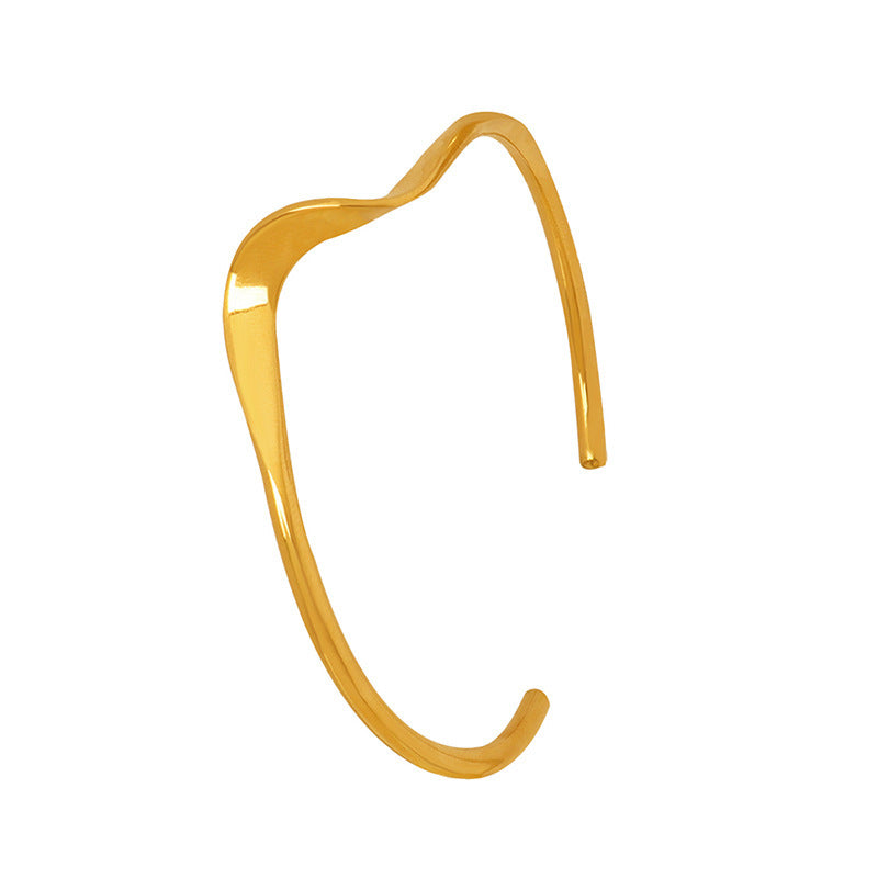 Graceful And Fashionable Simple Bracelet Sneaky Design Twist Opening Niche Girl Graceful Geometric Bracelet Brass Material