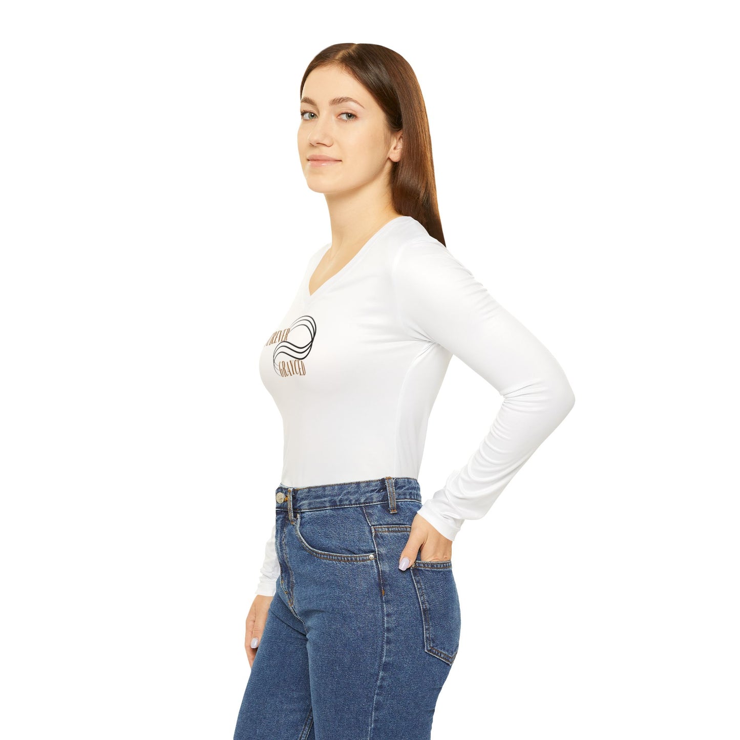 Forever Grayced Women's Long Sleeve V-Neck Shirt - Inspirational Casual Wear