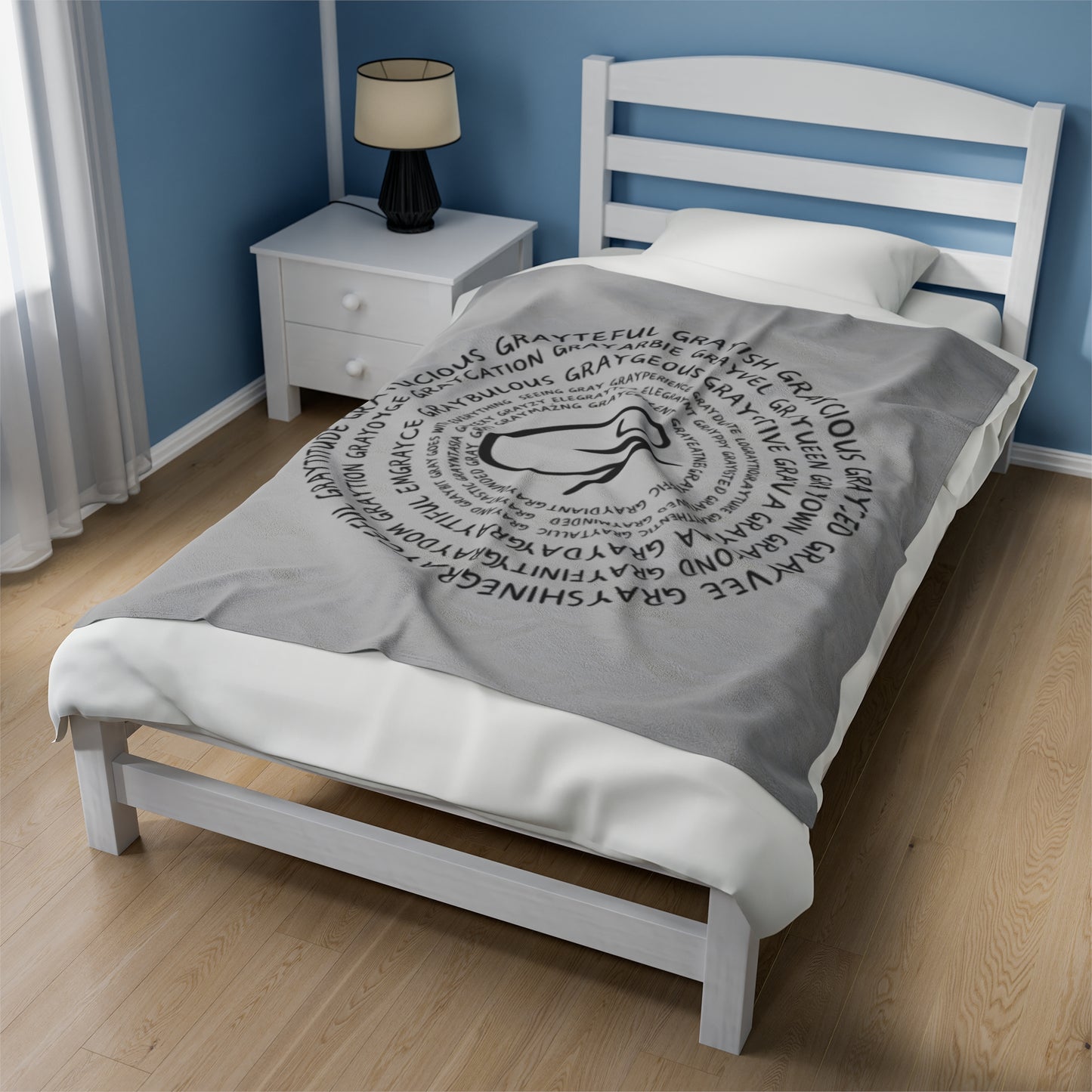 Velveteen Plush Blanket Grayceful signature