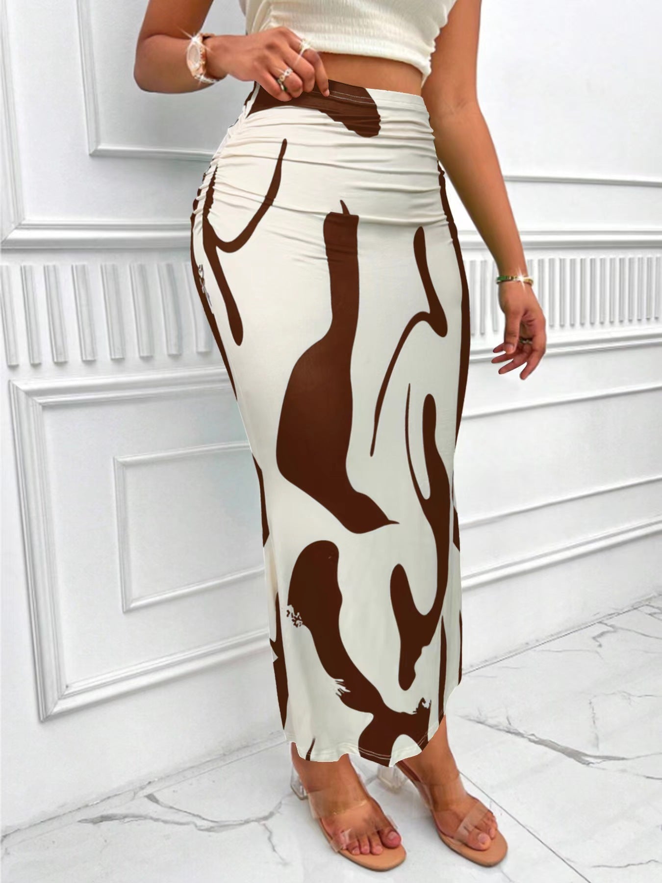 Popular Women's Dress With Zebra Pattern Tight Fitting High Waisted Fish Tail Fashion Skirt