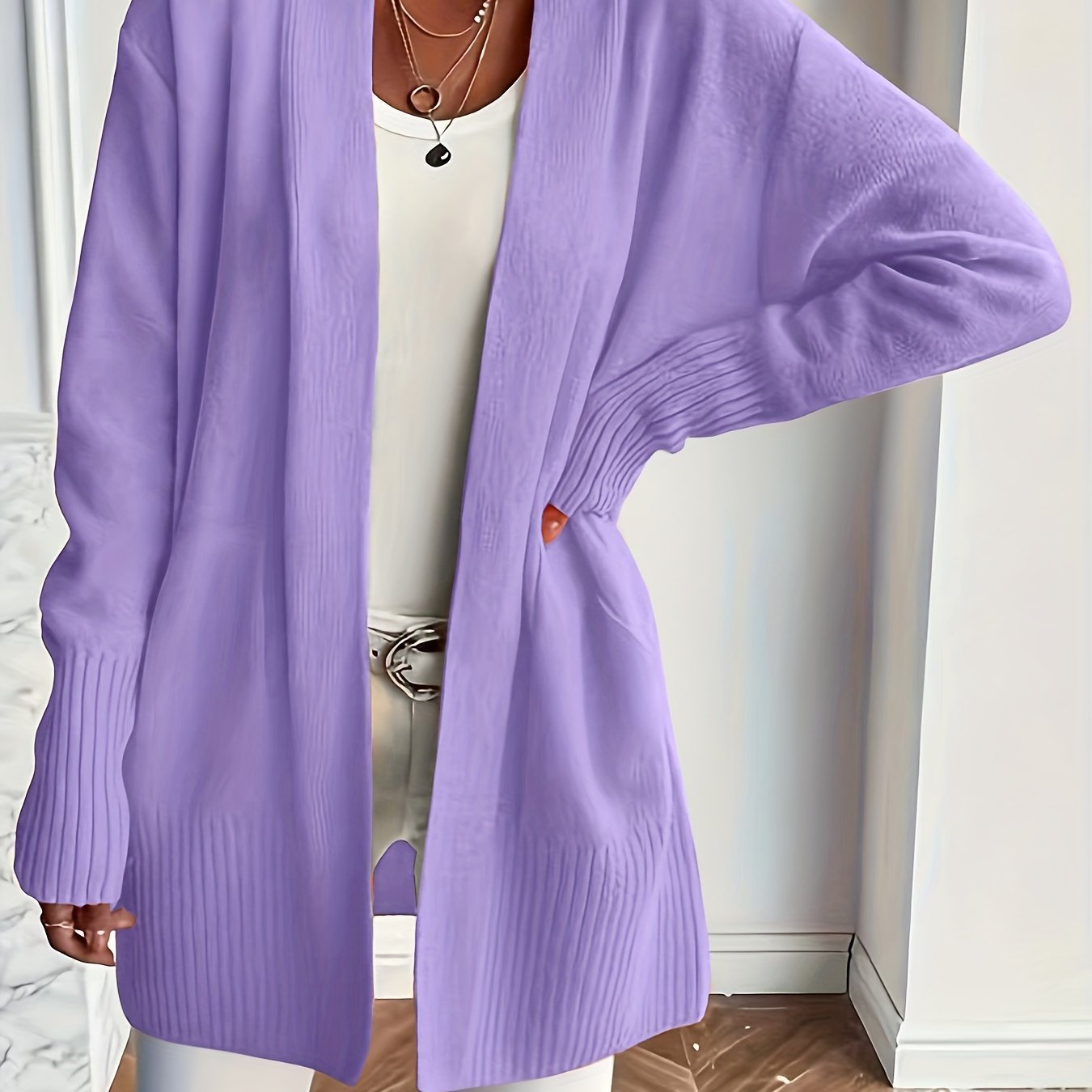 Women's Solid Color Knit Casual Simple Cardigan