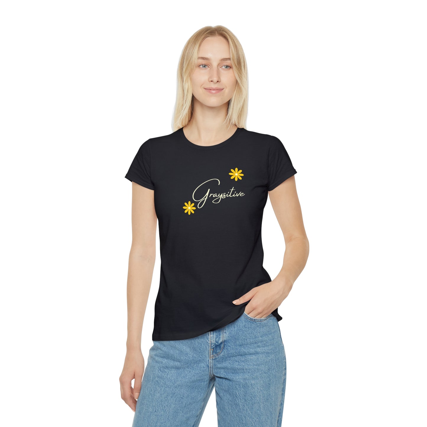 Women's Iconic T-Shirt graysitive with flowers
