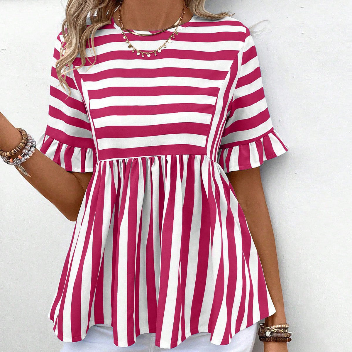 Ruffled Sleeves Summer Women's Top Shirt