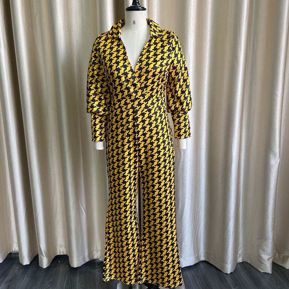 Loose Elastic V-neck Straight High Waist Jumpsuit