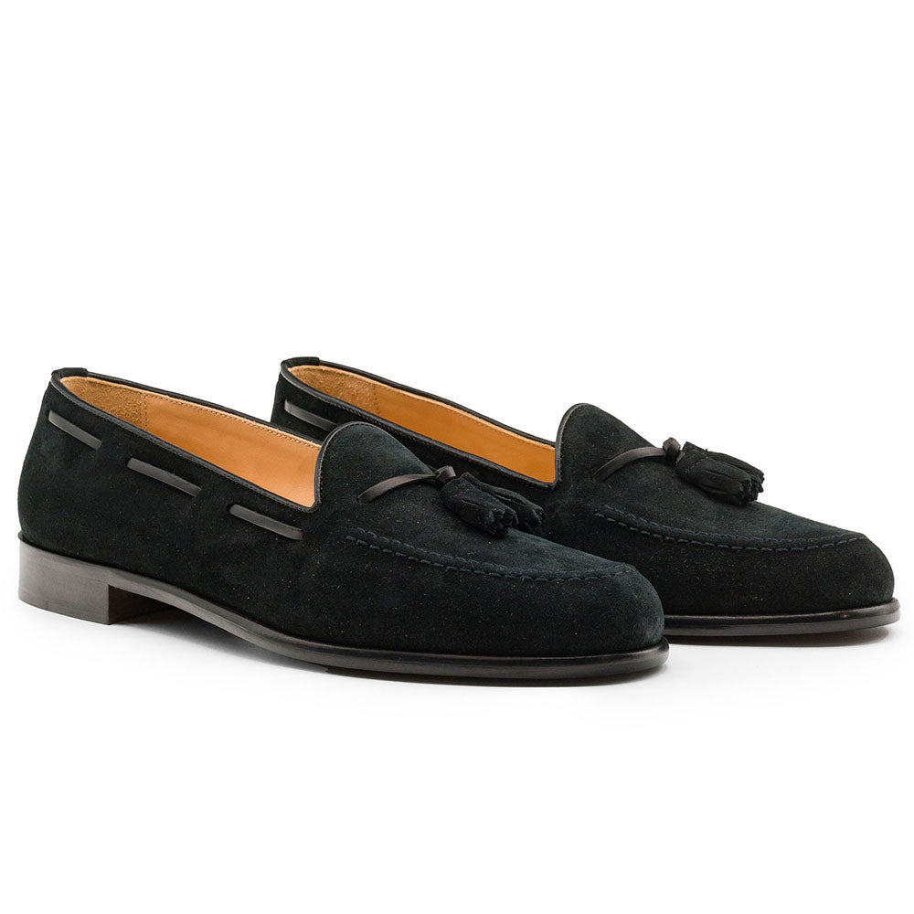 16-583-BLK FRANCO Suede Calfskin Tassel Loafer, Black