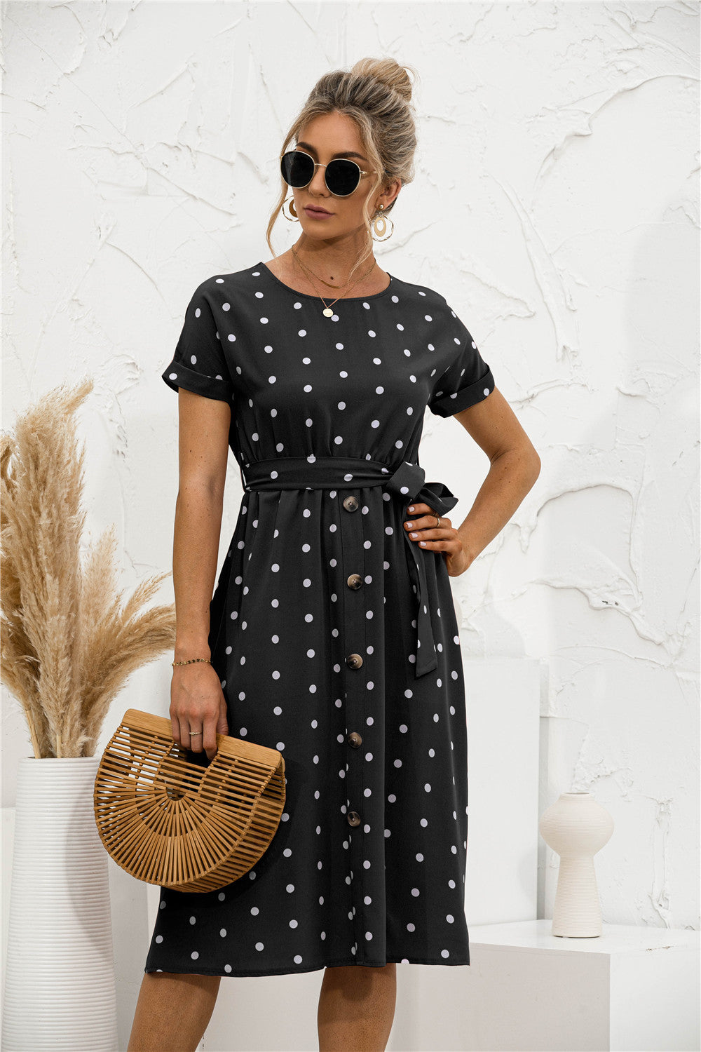 Polka Dot Breasted Dress