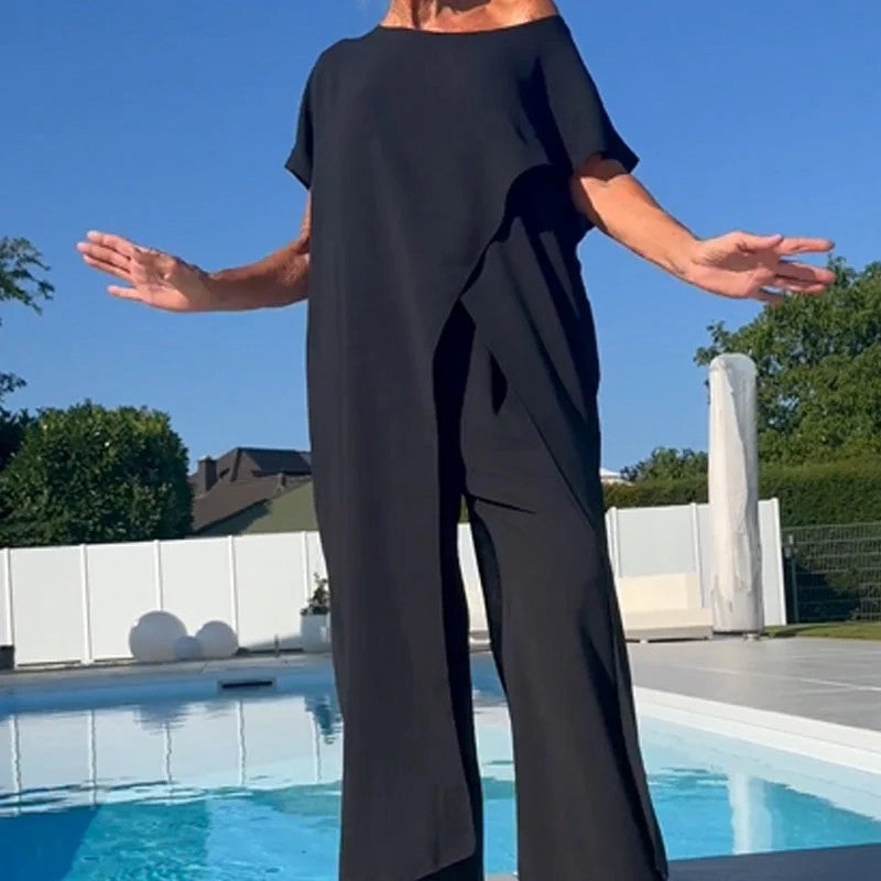 Ladies Fashion Casual Irregular Solid Color Suit