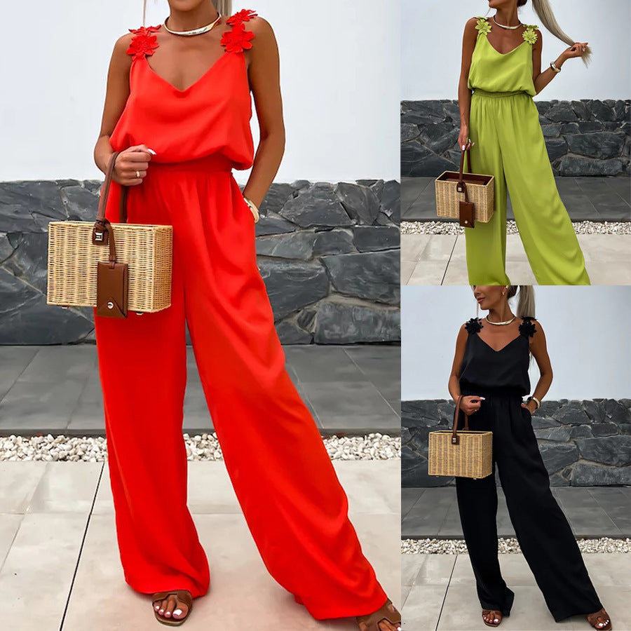 Sleeveless Pocket Jumpsuit Casual Loose