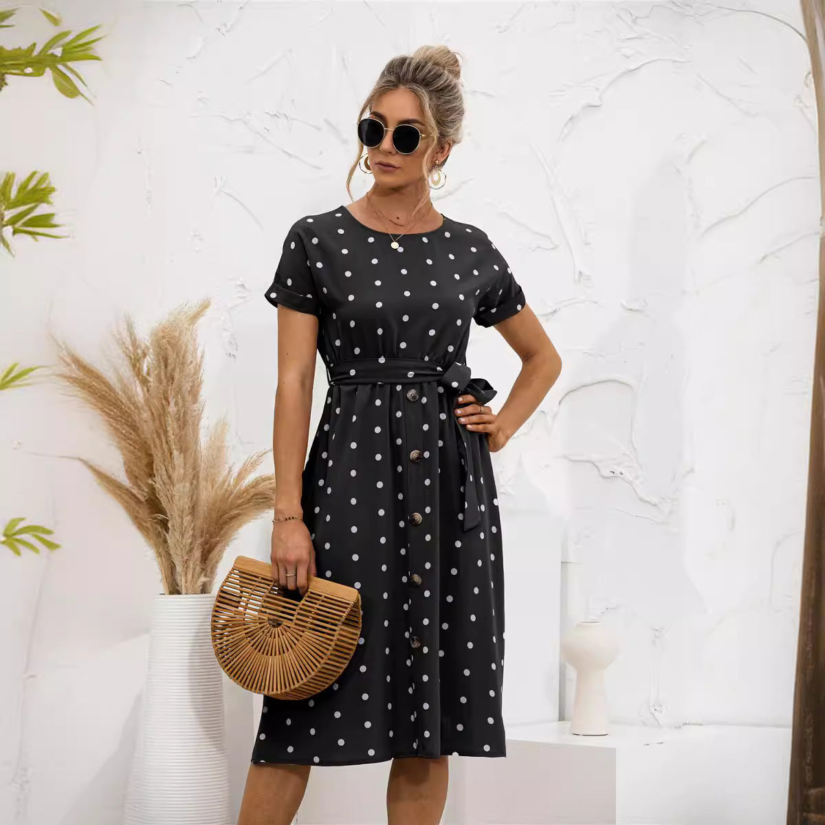 Polka Dot Breasted Dress