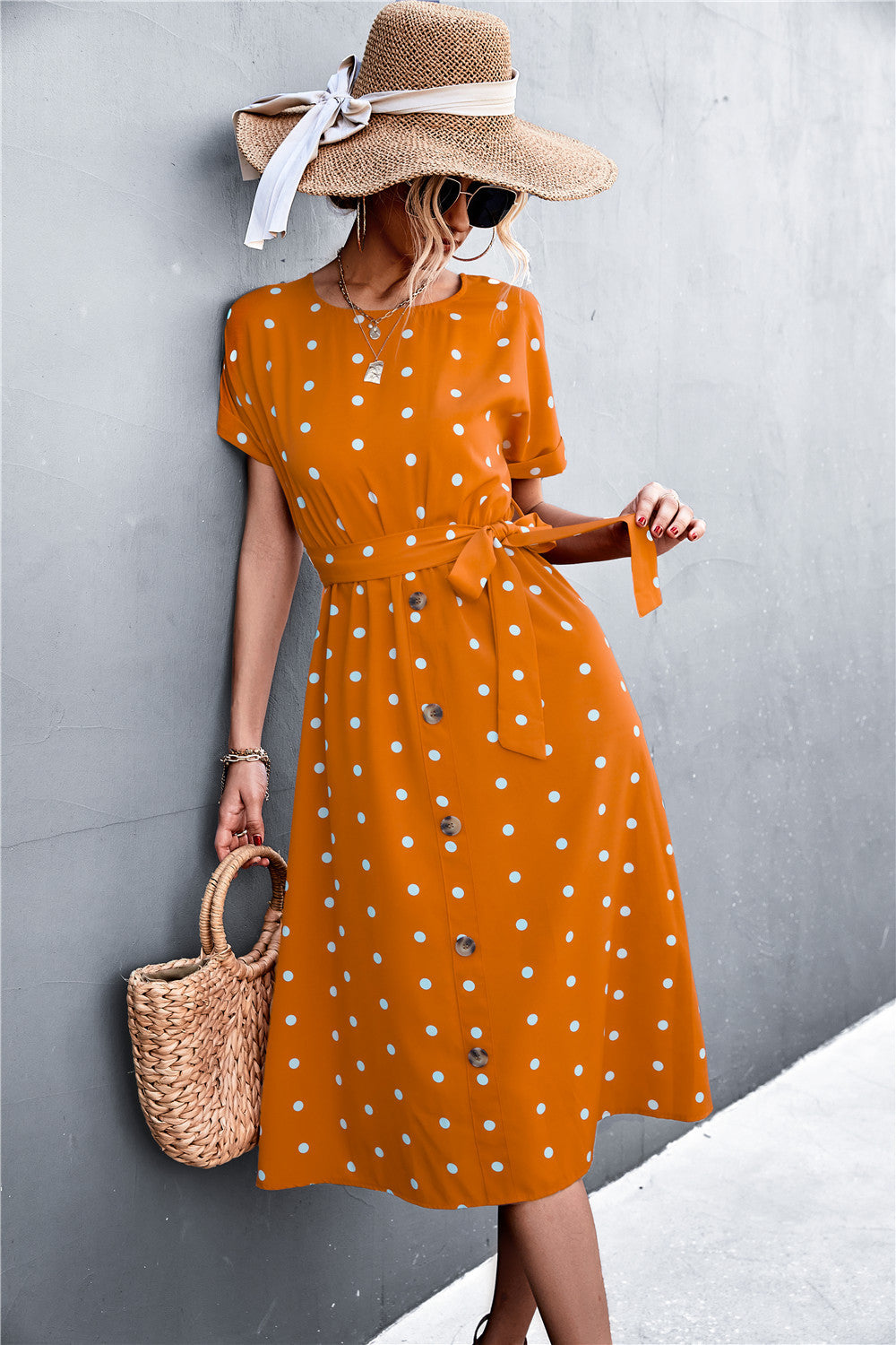 Polka Dot Breasted Dress