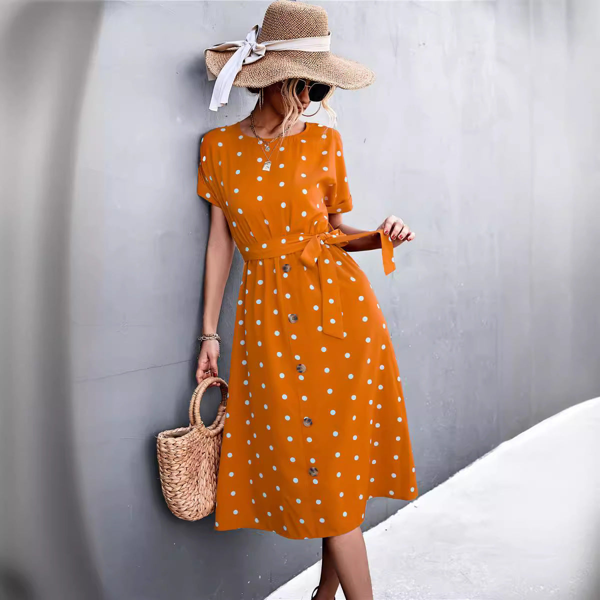 Polka Dot Breasted Dress