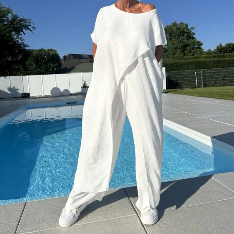 Ladies Fashion Casual Irregular Solid Color Suit