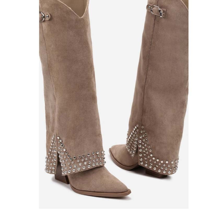 Women's Frosted Rivet Pantyhose Boots