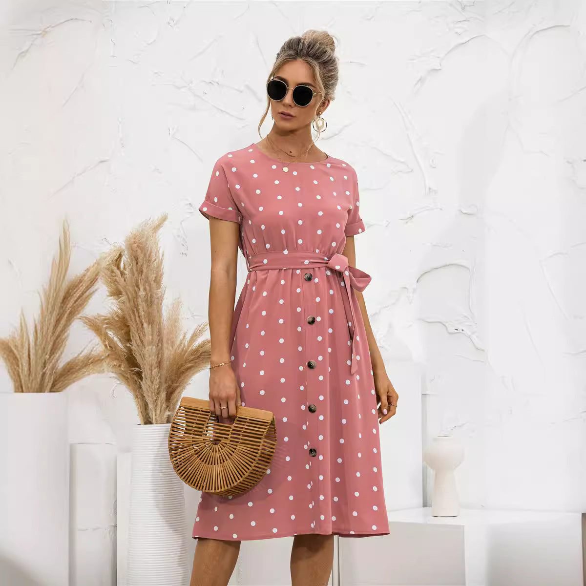 Polka Dot Breasted Dress