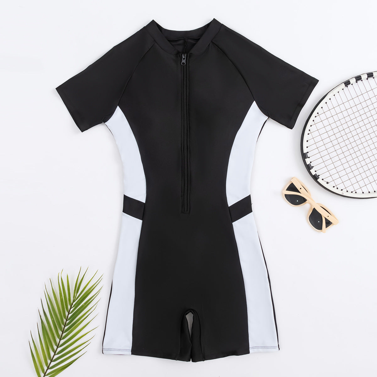 One-piece Swimsuit Short Sleeve Boxer Women's Swimsuit