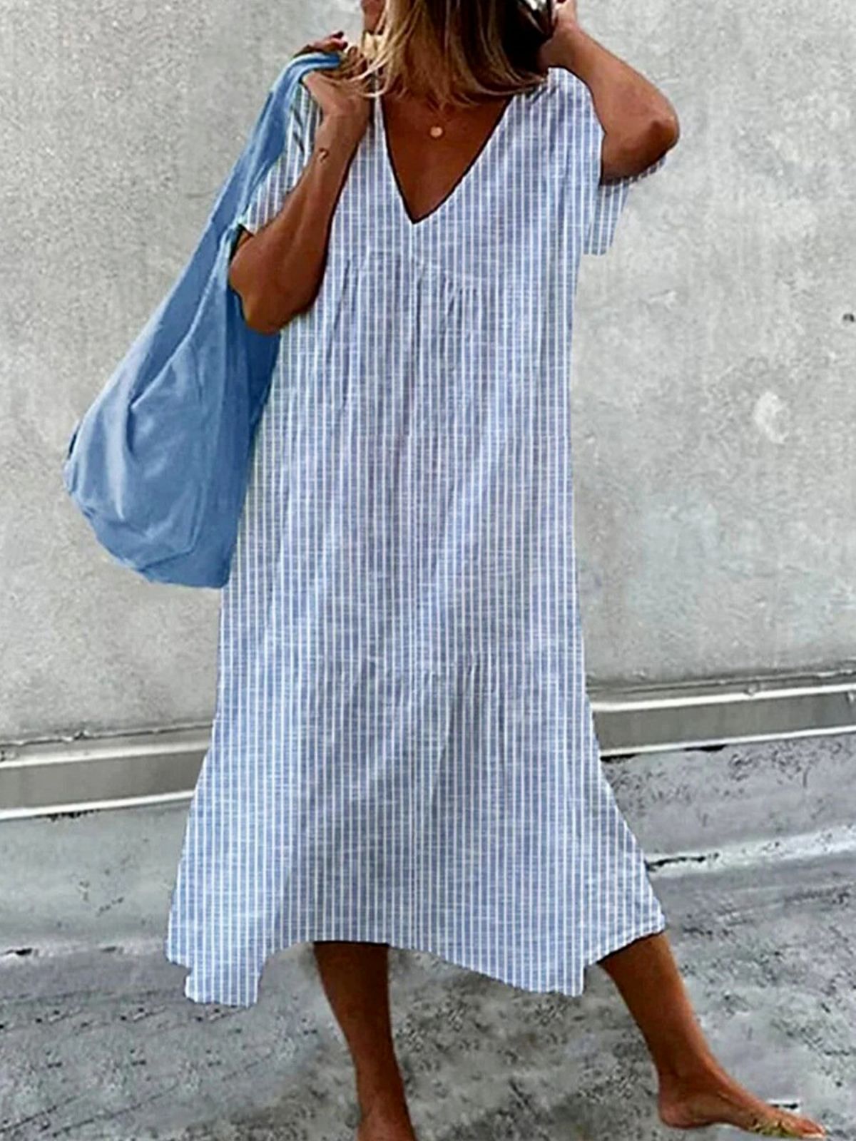 Women's Summer V-neck Short Sleeve Dress