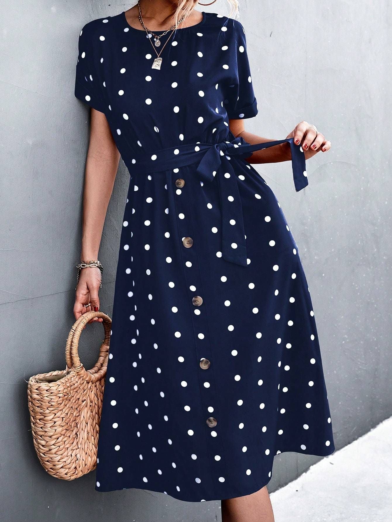 Polka Dot Breasted Dress