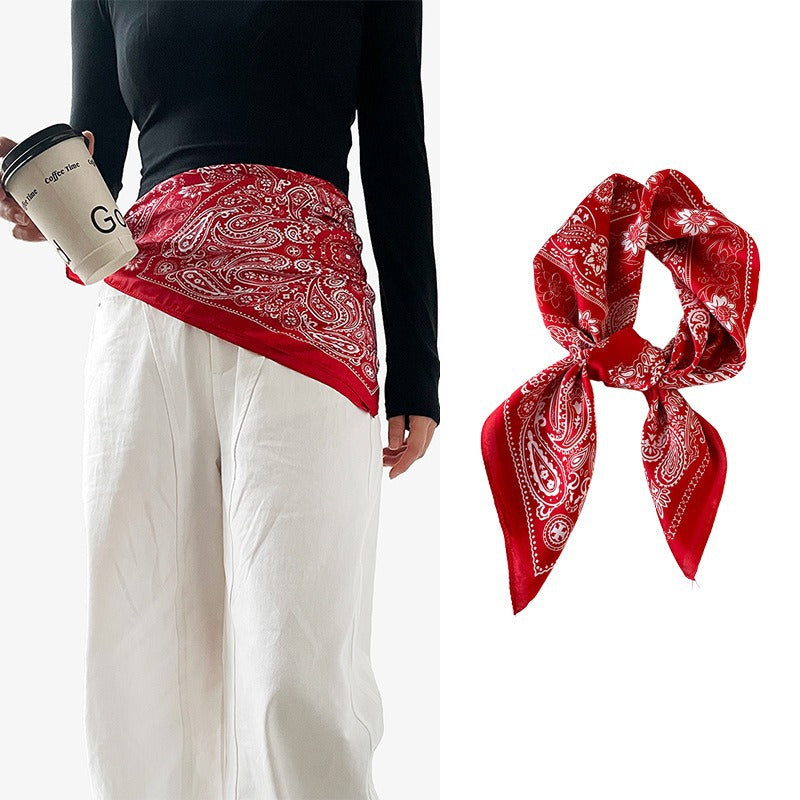 Silk Scarf Black Paisley Belt Decorative Waist Seal Hair Band